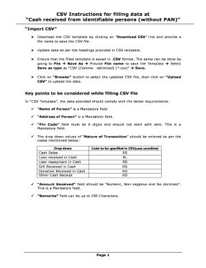 Fillable Online Incometaxindiaefiling Gov Csv Instructions For Filling