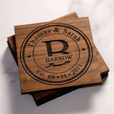 Personalized Coasters Wedding Gifts Housewarming Anniversary Wooden