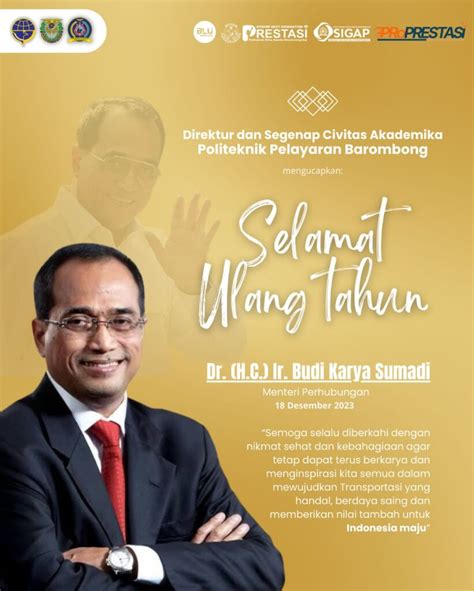 Selamat Ulang Tahun Bapak Budi Karya Sumadi Menteri Perhubungan