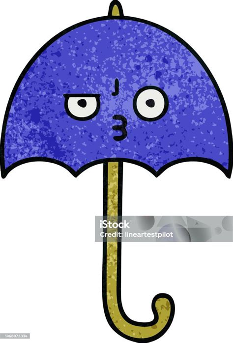 Vetores De Desenhos Animados Retro Grunge Textura De Um Guardachuva E