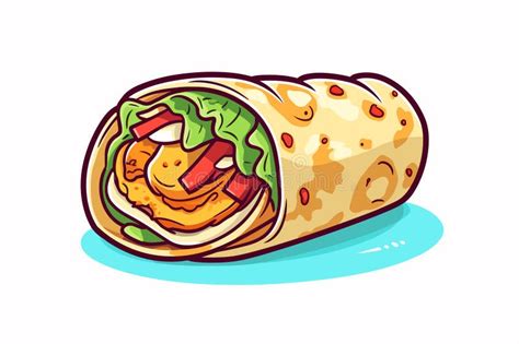 Chicken Tortilla Wrap Hand Drawn Illustration Chicken Wrap Vector