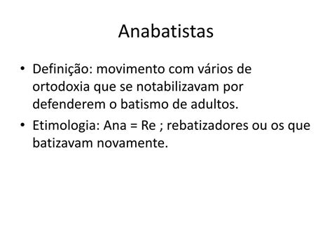 PPT A Reforma na Suíça e os Anabatistas PowerPoint Presentation free