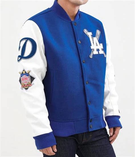 Blue And White Blended Logo Los Angeles Dodgers Varsity Jacket