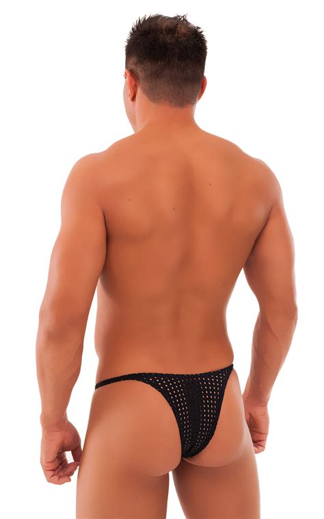 Mens Micro String Bikini Swimsuit In Black Peep Show Skinzwear