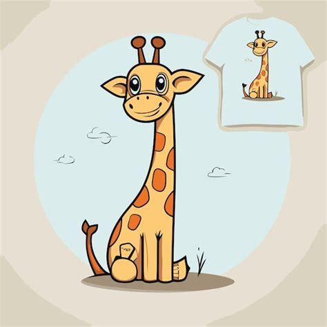 Premium Vector Cute Giraffe In A Tshirt Vector Illustration