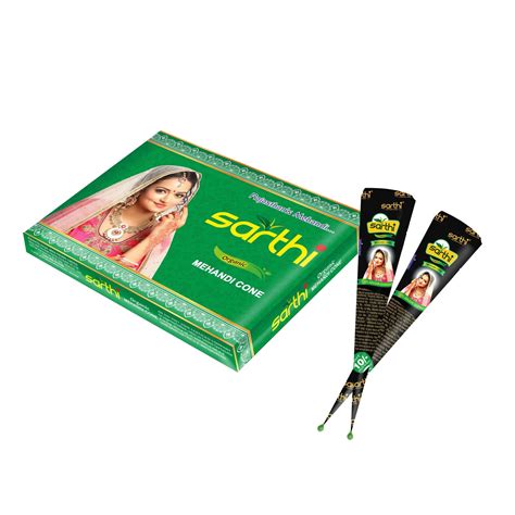 Sarthi Organic Mehandi Cone Black Wrapper Kajal India