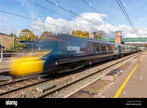 British Rail Class 390 Avanti West Coast train passing at high speed ...