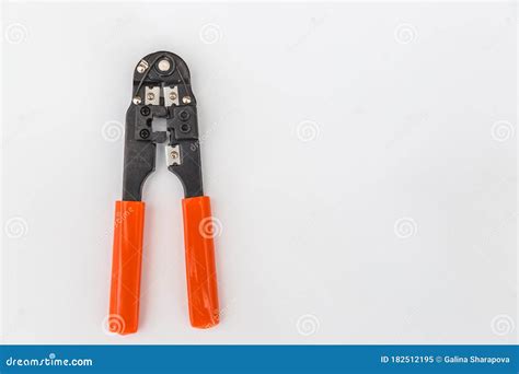 Crimping RJ45 LAN cable stock image. Image of closeup - 182512195