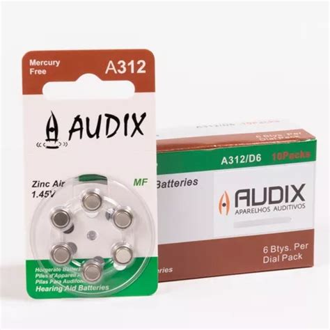 Kit 60 Pilhas Baterias Aparelho Auditivo 312 Pr41 Audix Frete grátis