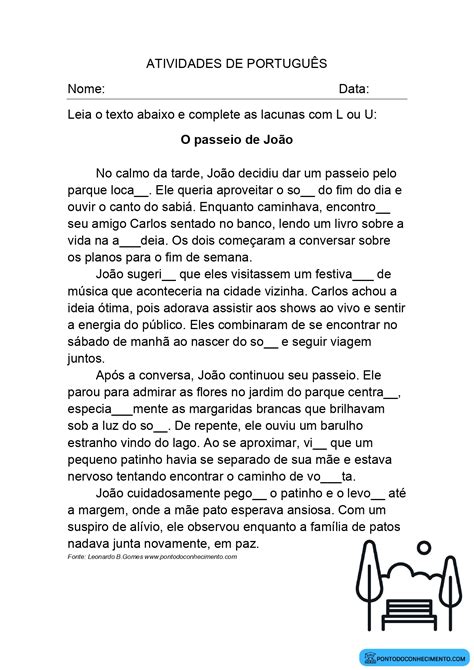 Complete Com L Ou U - Exercício complete as lacunas com L ou U - Ponto do Conhecimento