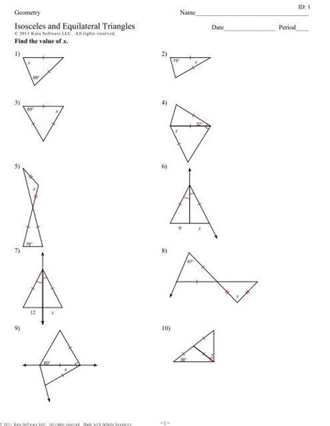 Isosceles And Equilateral Triangles Worksheets