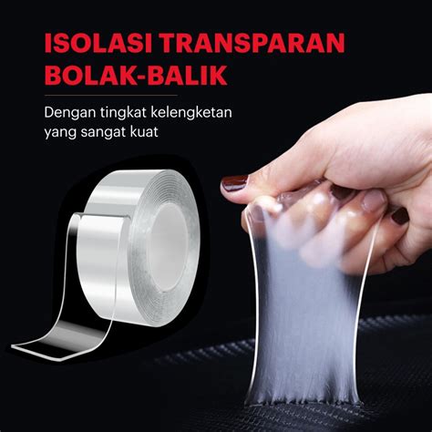 Jual Double Tape Bening Nano Selotip Isolasi Transparan Bolak Balik