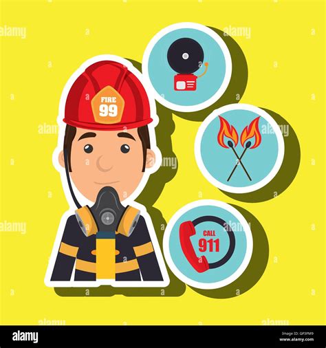 man firefighter call 911 alarm Stock Vector Image & Art - Alamy