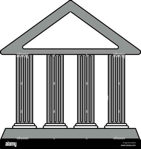 Color Silhouette Cartoon Skecth Parthenon Architecture Icon Stock