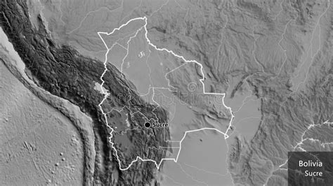 Forma De Bolivia Con Fronteras Regionales Escala De Grises Etiquetas