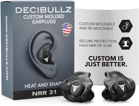 Decibullz Custom Molded Earplugs 31db Nrr Noise Reduction For Shooting Travel Work Concerts