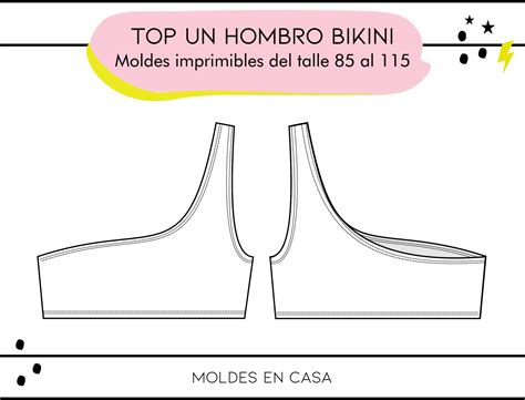 Molderia Imprimible Top Un Hombro Bikini Moldes En Casa