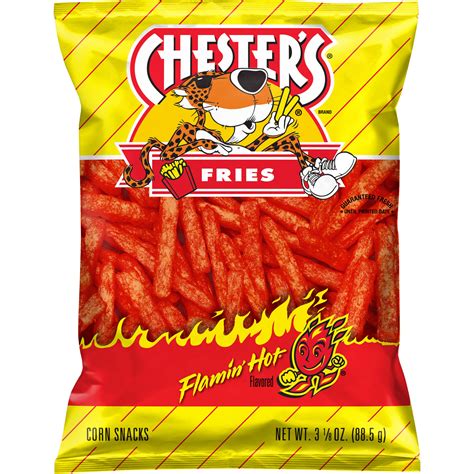 Chester S Fries Corn Snacks Flamin Hot Flavored 3 125 Ounce Bag Walmart