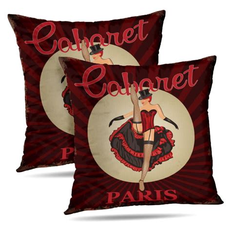 Lalilo Throw Pillow Covers Retro With Dancer Dancer Paris Art Cushion Cover 18 X 18 2 Pack