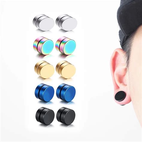 Piece Punk Mens Strong Magnet Magnetic Ear Stud Set Non Piercing