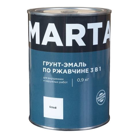 Грунт-эмаль Marta марта 3 в 1 белая Гладкая, Алкидная, Полуглянцевое ...