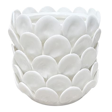 Tracey Boyd Ivory Ceramic Capiz Scalloped Vase