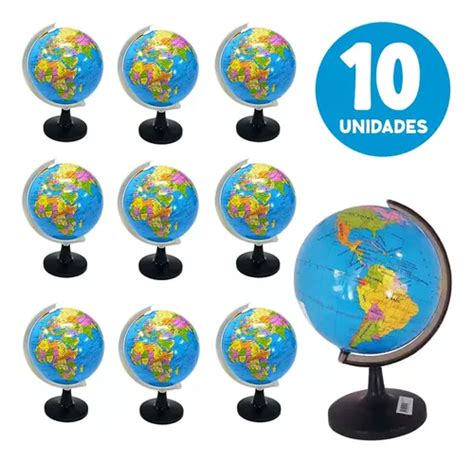 10 Mini Globo Terrestre Mapa Mundi Giratório Lembrancinha