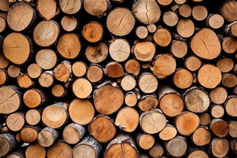 Premium Ai Image Stacked Wood Logs As Texture Unique Natural Background