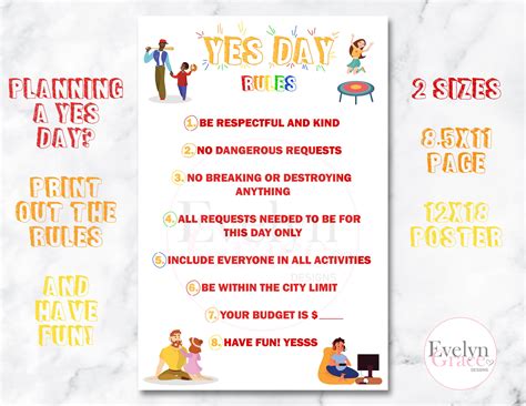 Yes Day Rules Yes Day Yes Day Rules Yes Day Rule Yes Etsy