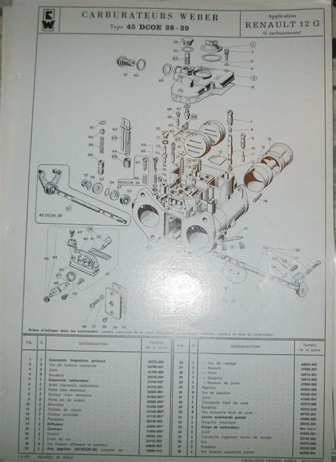 Carburateur Weber Vergaser Dcoe Renault Gordini Pieces Et