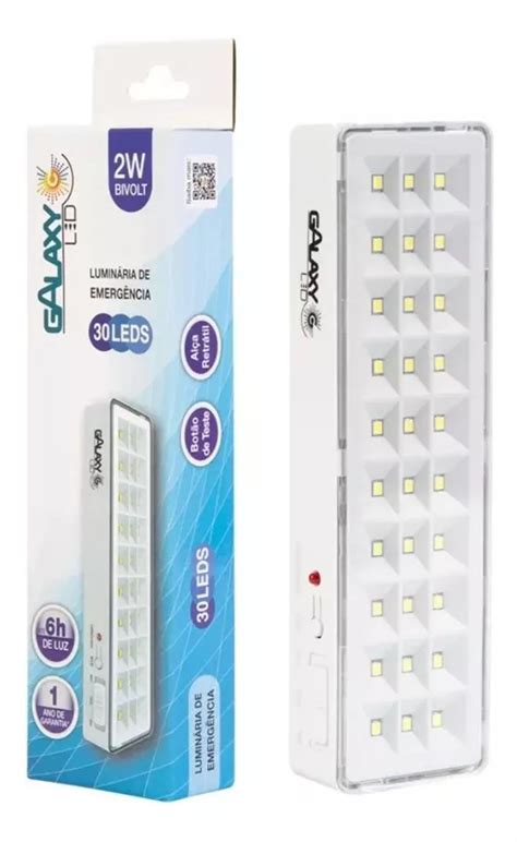 Luminária de emergência 2w 30 leds 6500k bivolt Galaxy Led Nova