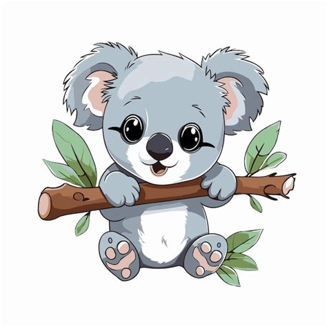 Un Mignon Koala De Dessin Anim Assis Sur Une Branche Illustration