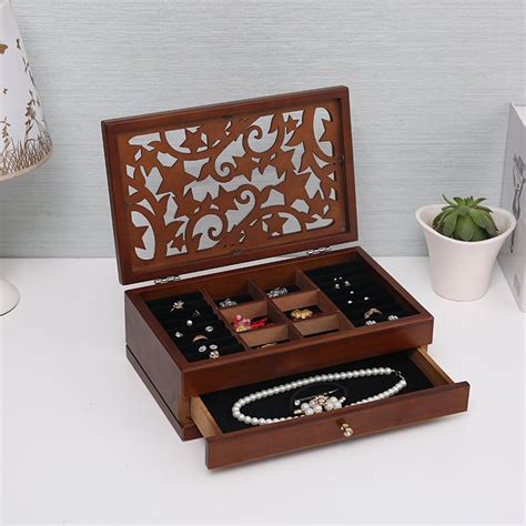 Luxury Multi Layer High Gloss Wooden Jewelry Box Stylish Retro Storage Jewelry Box Sale