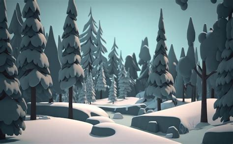 Premium Photo | A winter forest cartoon background illustrations for ...