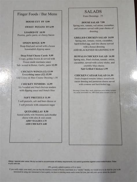 Jonny B’s Menu – Jonny B's Tavern
