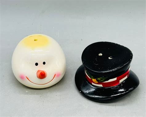 Vintage Snowmen Salt And Pepper Shakers Sold In Sets Or Individually Etsy