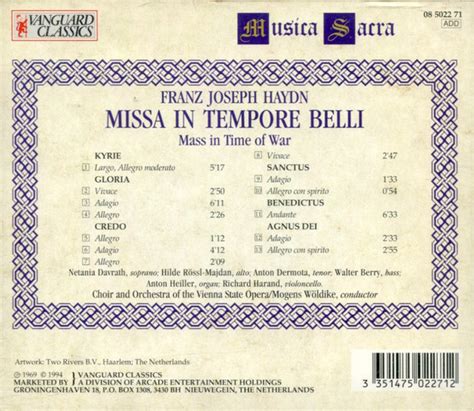 Missa In Tempore Belli Mass In Time Of War By Joseph Haydn Orchester