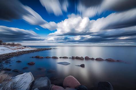 Premium AI Image Long Exposure Shot Of Clouds