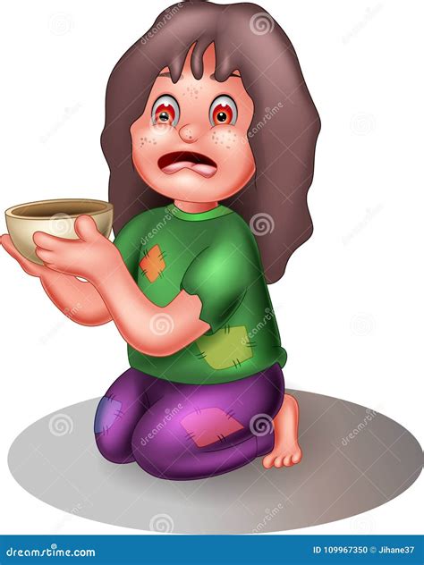 Funny Beggar Cartoon Sitting with Ask for Money Stock Illustration ...