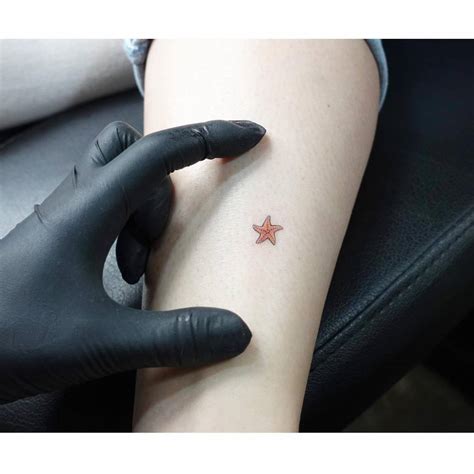 Tiny Star Fish Tattoo Located On The Inner Forearm