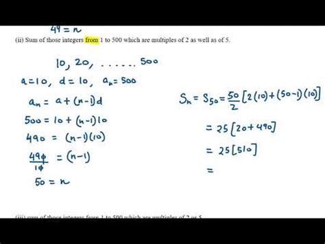 2 Find The I Sum Of Those Integers Between 1 And 500 Which Are