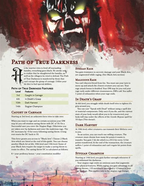 Path Of True Darkness Barbarian Barbarian Dnd Barbarian Dungeons