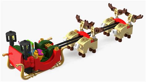 Lego Santa With Santa Sleigh And Reindeers Collection D Model