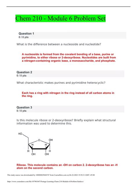 Chem Module Problem Set Chem Biochemistry Stuvia Us