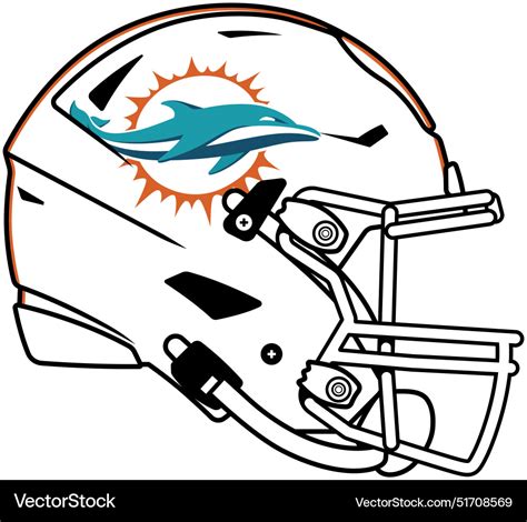 White Modern Helmet Of The Miami Dolphins Vector Image
