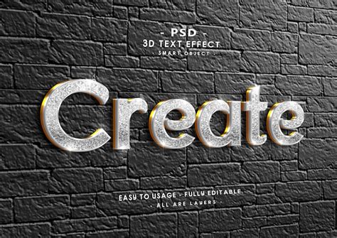 Premium PSD Create 3d Silver Golden Glitter Text Style Effect On Wall