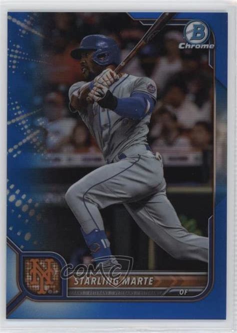 2022 Bowman Chrome Blue Refractor 150 Starling Marte 97 EBay