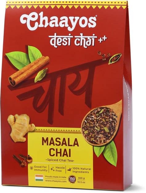 Chaayos Premium Masala Chai Patti Healthy Tea With Natural Spices Ginger Clove Cinnamon