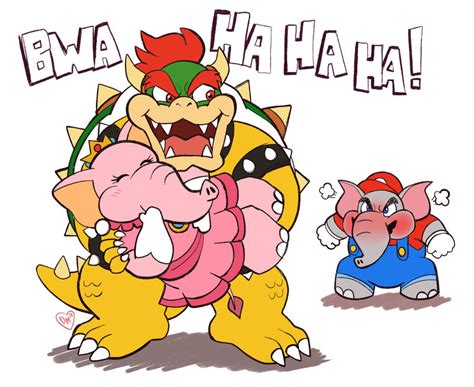 Safe Artist Domesticmaid Bowser Mario Mario Elephant