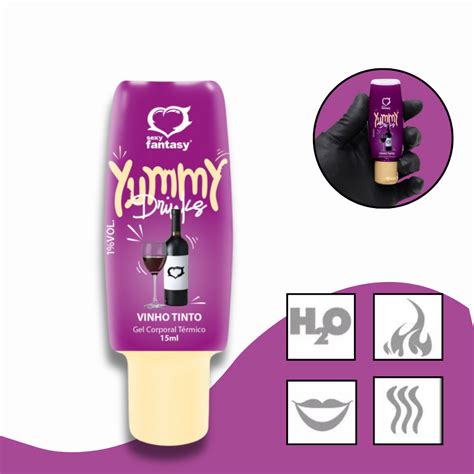 Gel Lubrificante Comest Vel Sexo Oral T Rmico Esquenta Yummy Drinks Vinho Tinto Ml Sex Shop
